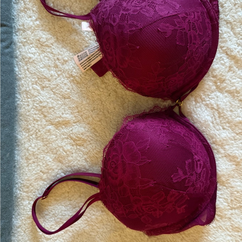 Victoria's Secret Lace Push-Up Bra in Deep Magenta
